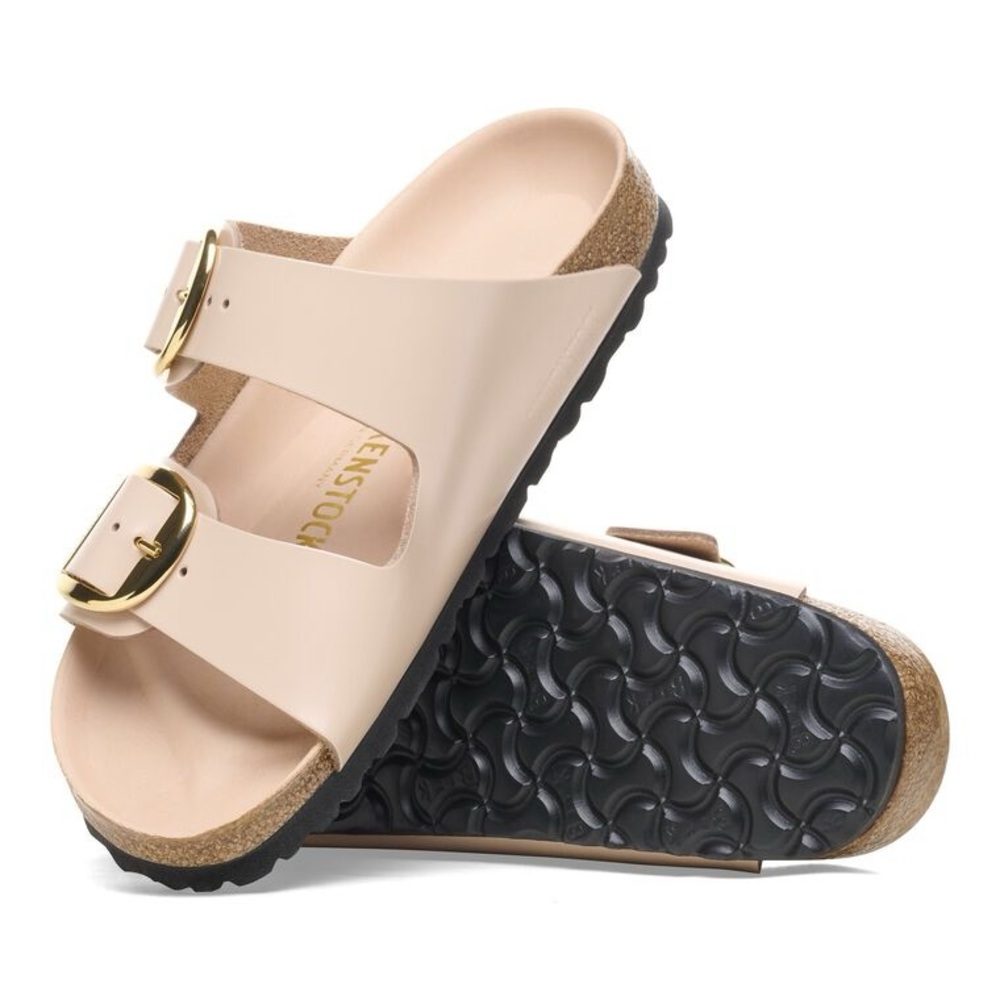 Birkenstock Arizona Big Buckle Natural Leather Patent High Shine Beige